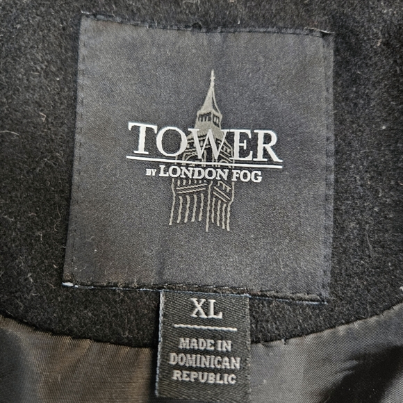 London Fog Tower Coat Womens Size XL Black Wool Blend Zip Front Hooded Jacket - Picture 3 of 6